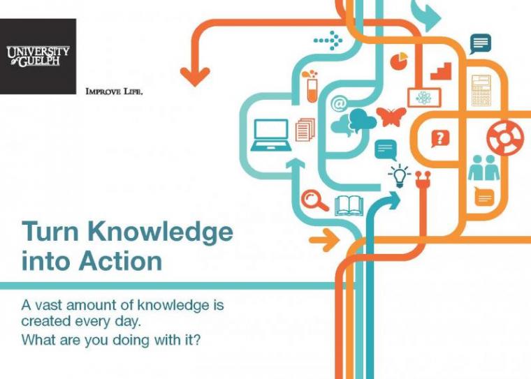 Postcard promoting the Certificate in Knowledge Mobilization. It reads: Turn Knowledge into Action.