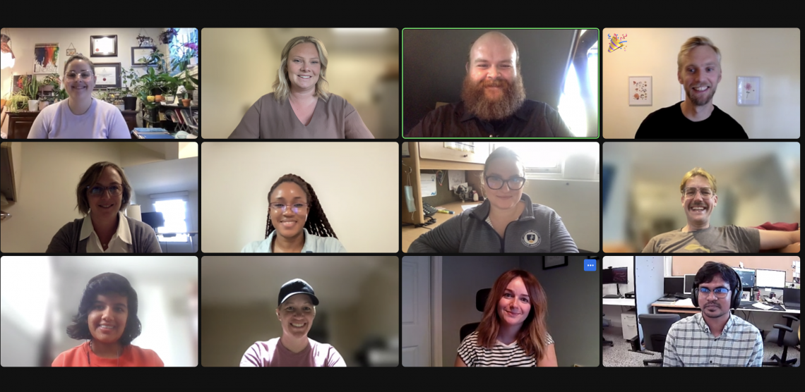Collage of 12 people on a Zoom call