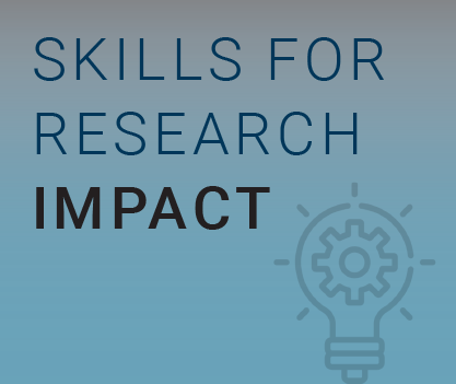 Image reading "Skills for Research Impact" on a blue background with a lightbulb icon