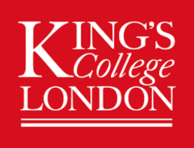 King's College London logo - white text on a red background